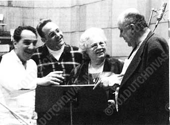 v.l.n.r. Ivan Marinov, Amand Hekkers, Cristina Deutekom en Walter Knoeff (presentator v.h. zondagmorgenprog. ,,De diva op de erw'' van de Concertzender)